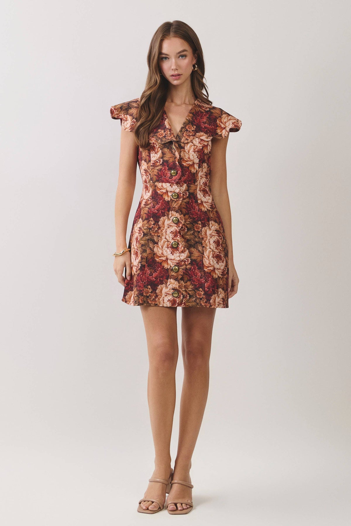 Vintage Floral Scalloped Collar Dress