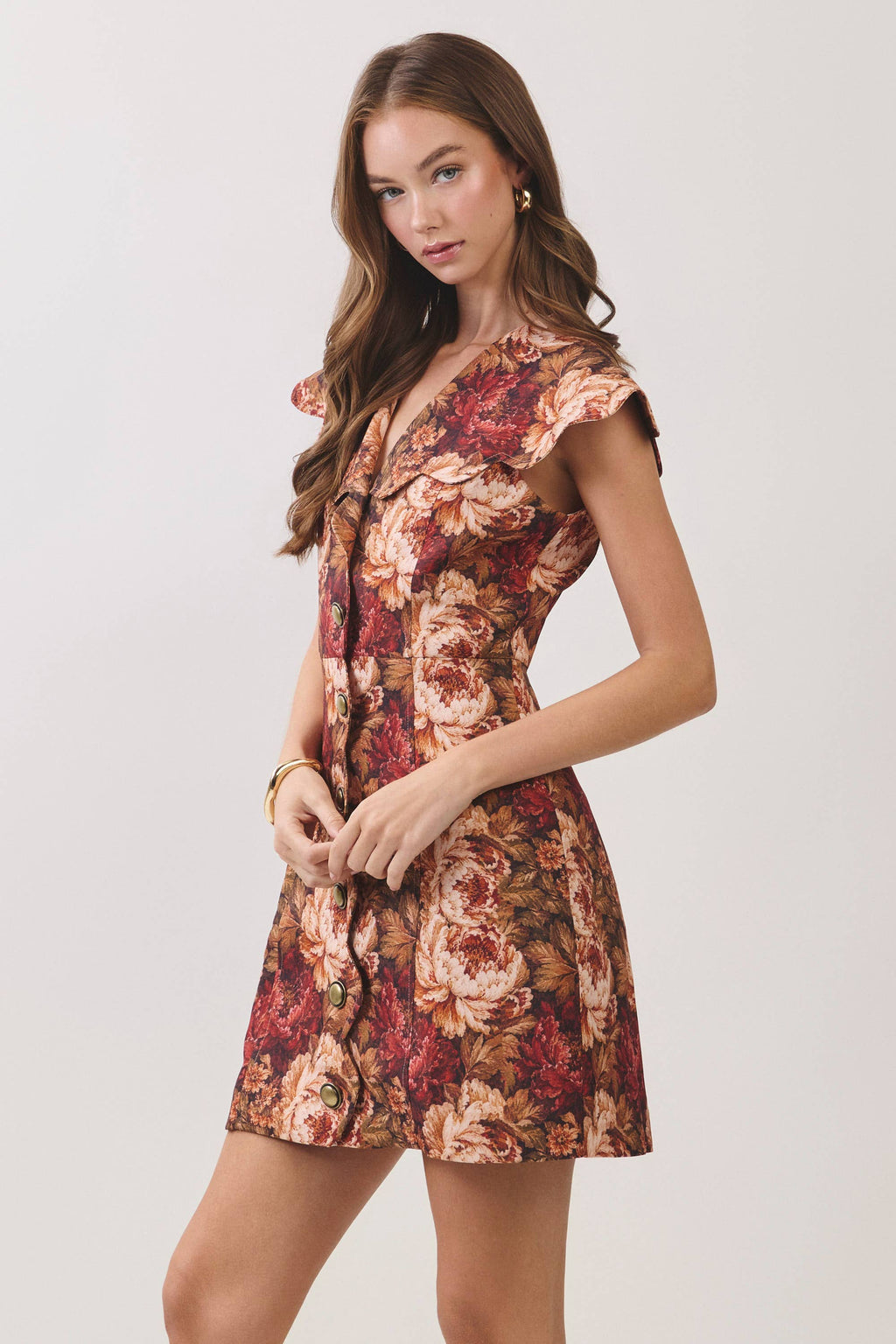 Vintage Floral Scalloped Collar Dress