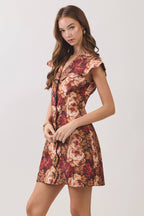 Vintage Floral Scalloped Collar Dress