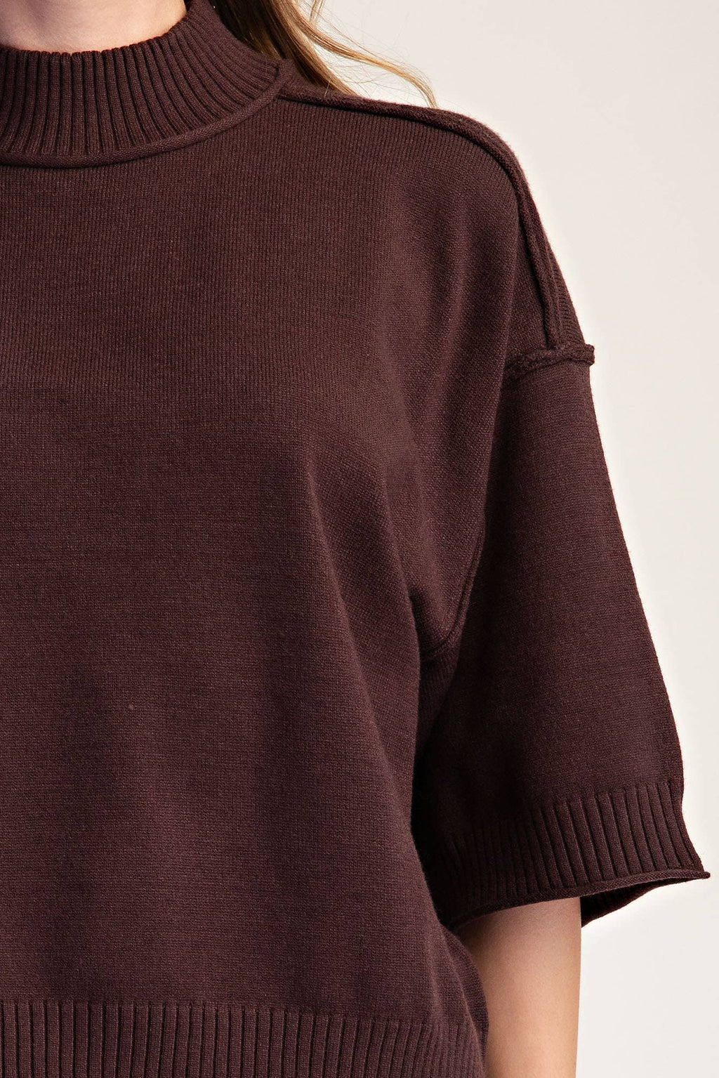 Mock Neck 3/4 sleeves Sweater