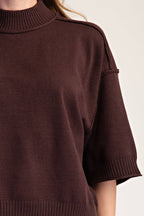Mock Neck 3/4 sleeves Sweater