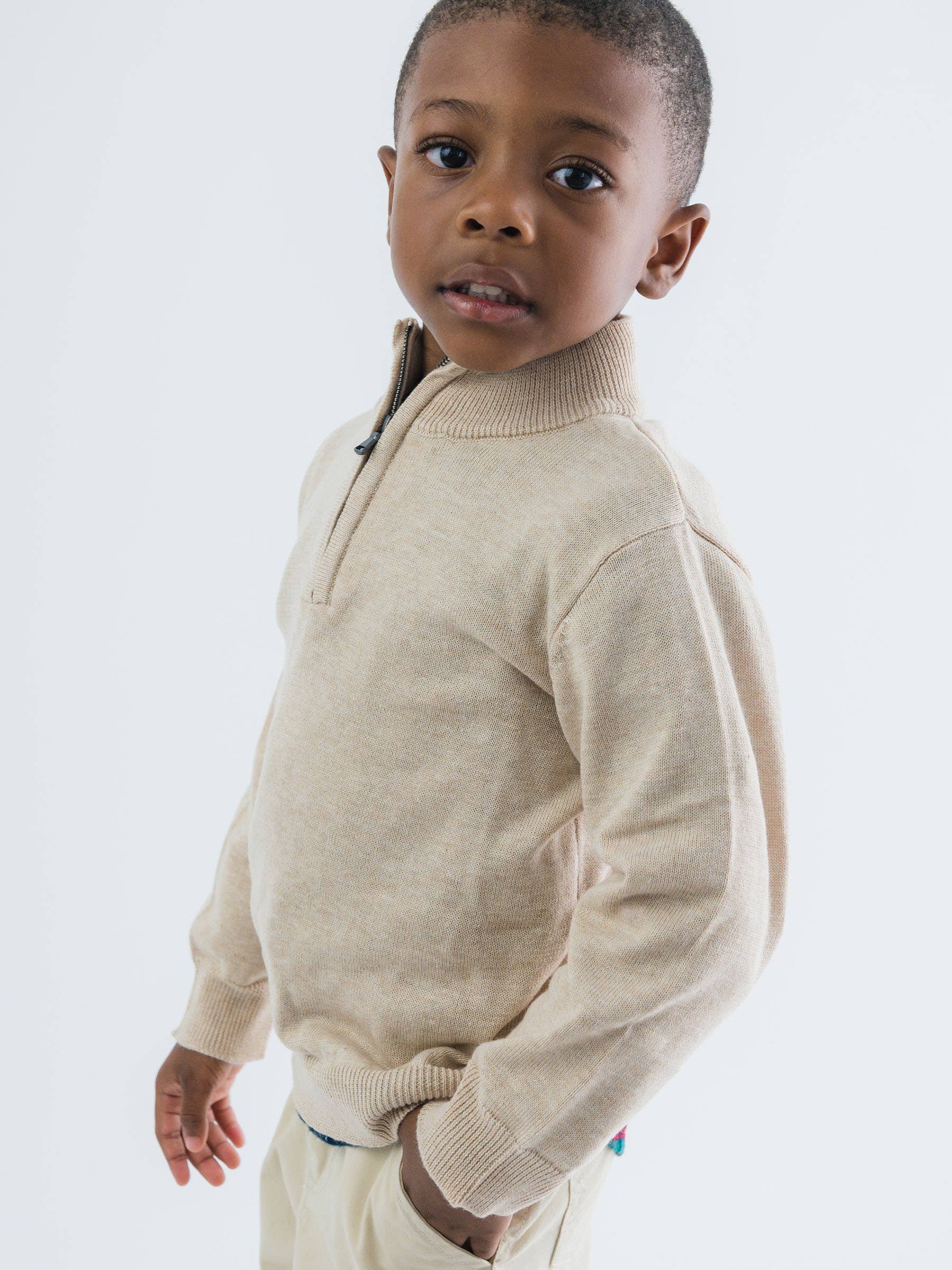 Oatmeal Quarter-Zip Sweater