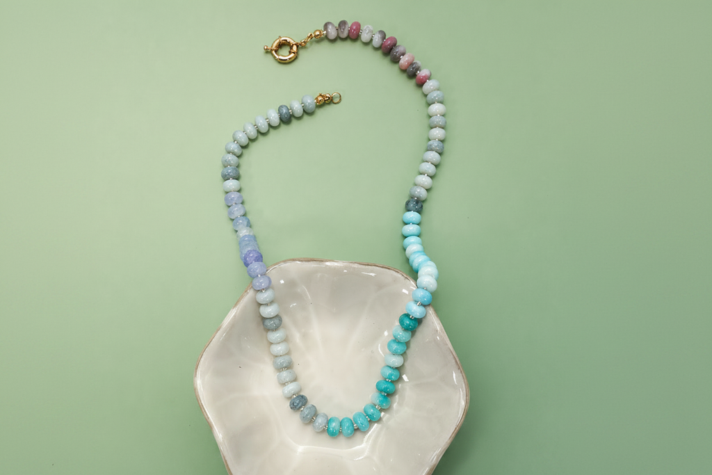 Natural Stone and Glass Necklace