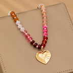 BEADED HEART CHARM NECKLACE
