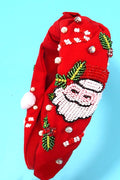 SANTA CLAUS CHRISTMAS HOLIDAY BEADED HEADBAND