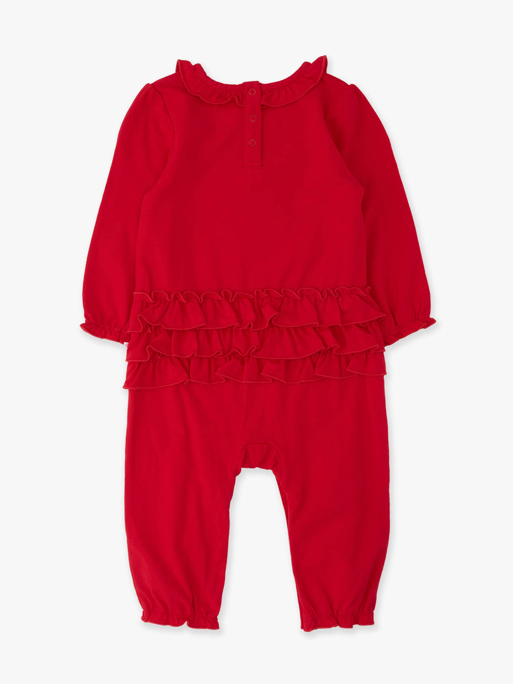 Red Knit Ruffle Romper