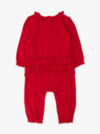 Red Knit Ruffle Romper