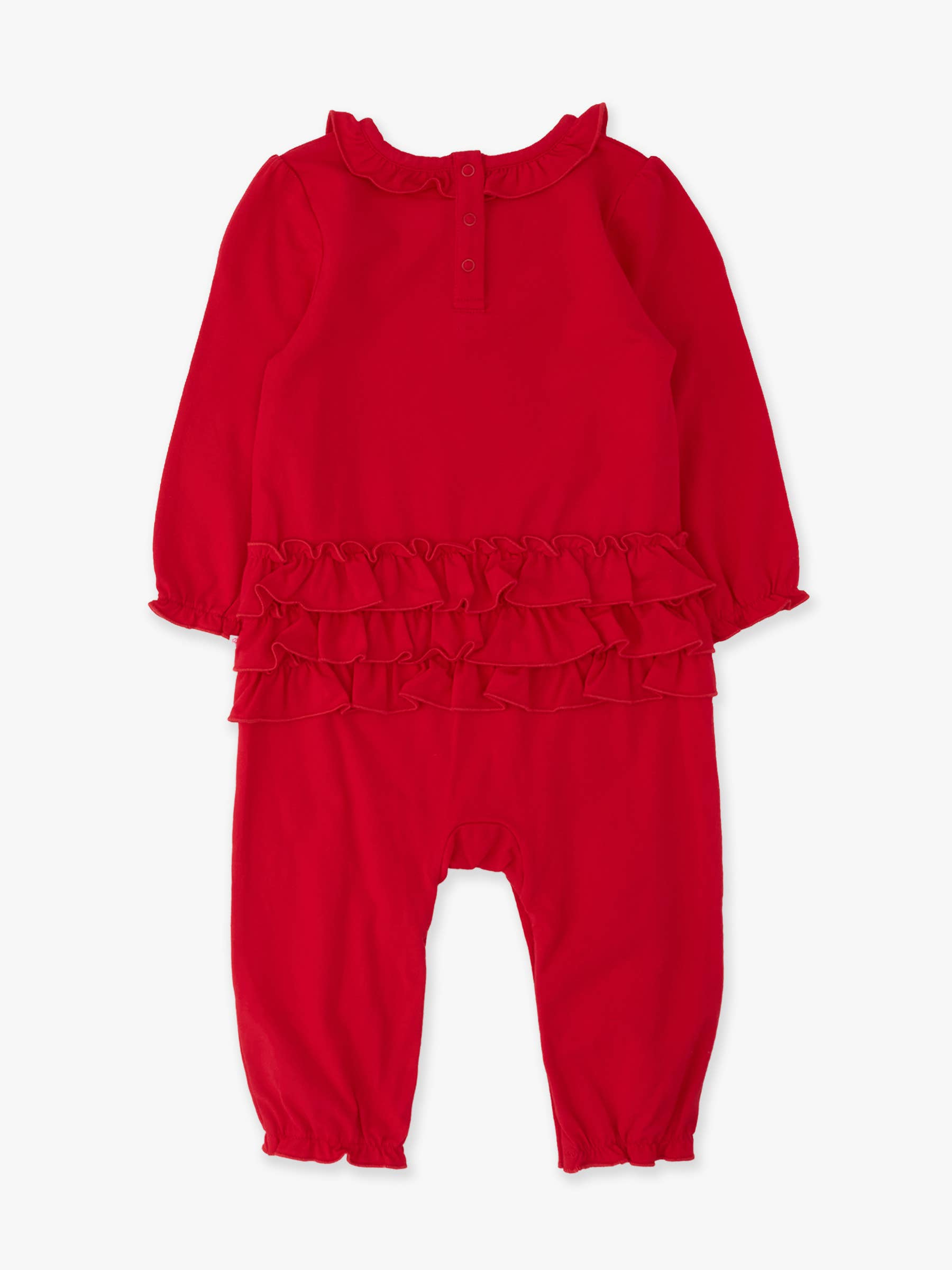 Red Knit Ruffle Romper