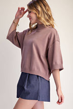 Mock Neck 3/4 sleeves Sweater