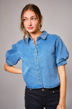 Denim puff sleeve
