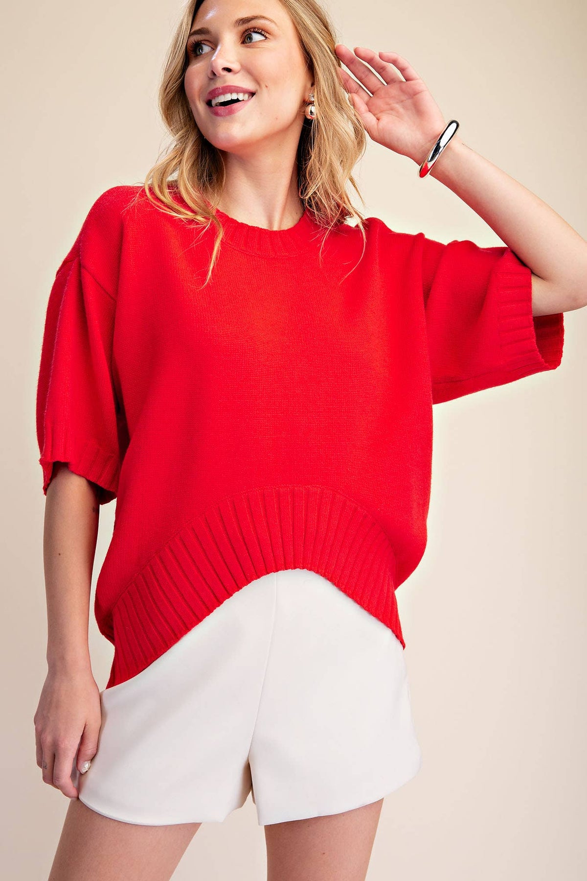 Soft Feel Asymmetric Hem Sweater