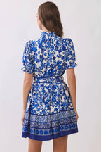 Floral Print Belted Mini Shirt Dress