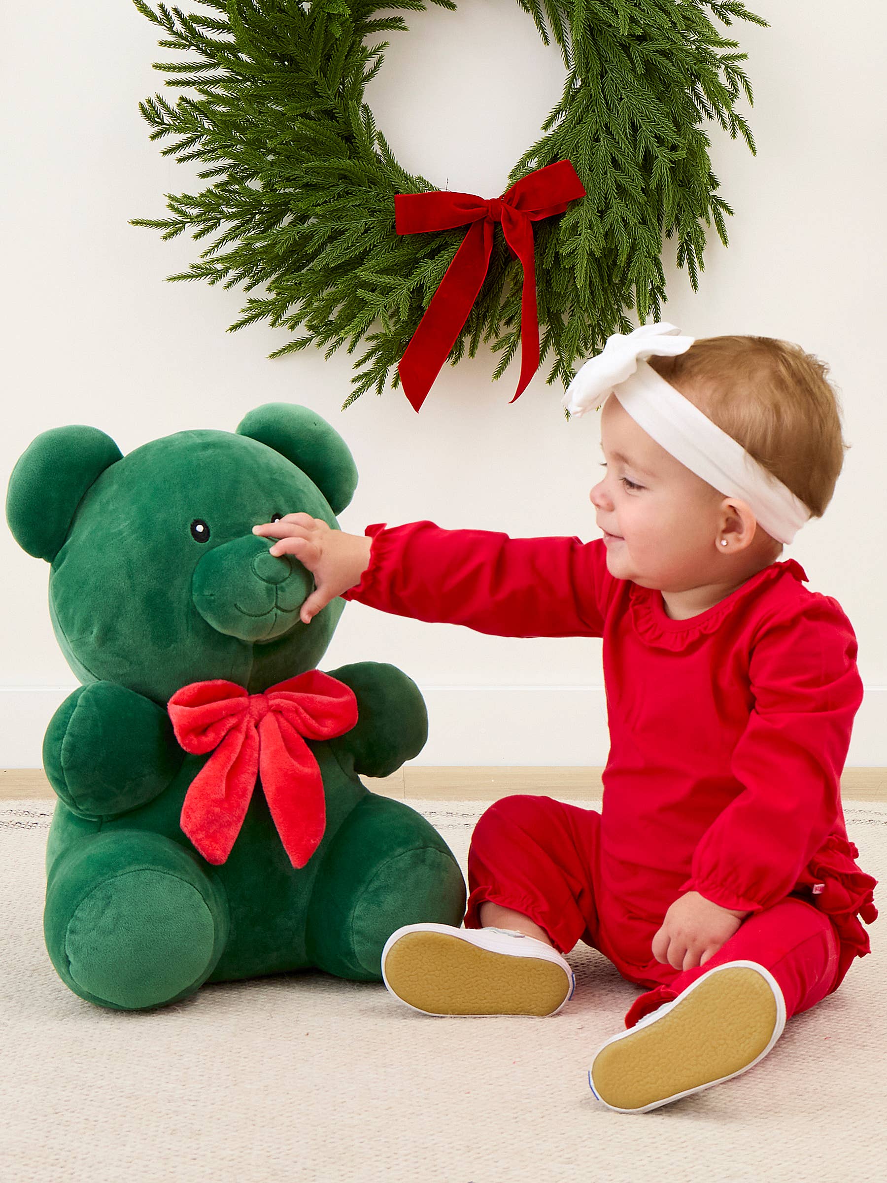 Red Knit Ruffle Romper