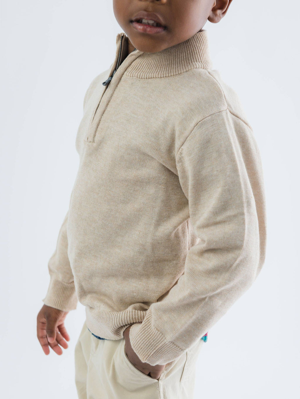 Oatmeal Quarter-Zip Sweater