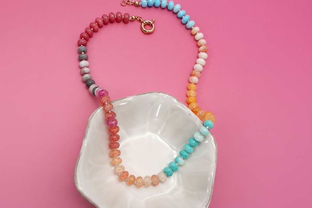 Natural Stone and Glass Necklace